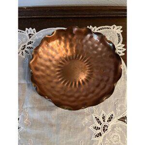 Vintage Gregorian Hammered Ruffled Solid Copper Bowl